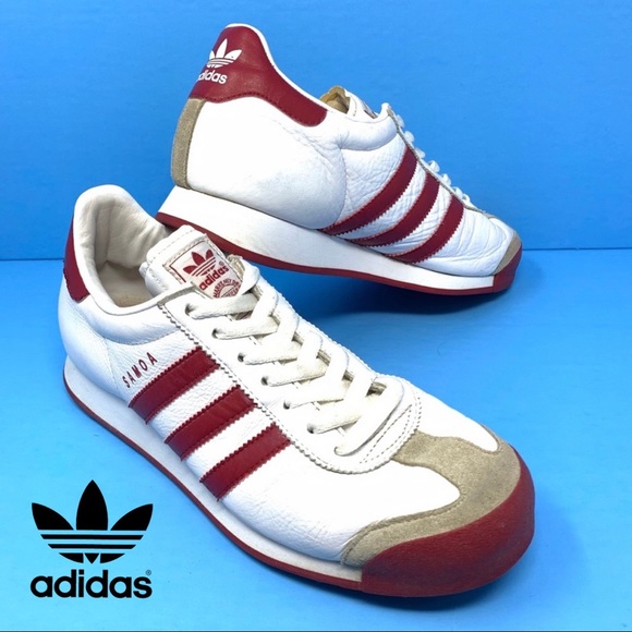 adidas Shoes - ADIDAS SAMOA Leather Retro Red & White Sneakers